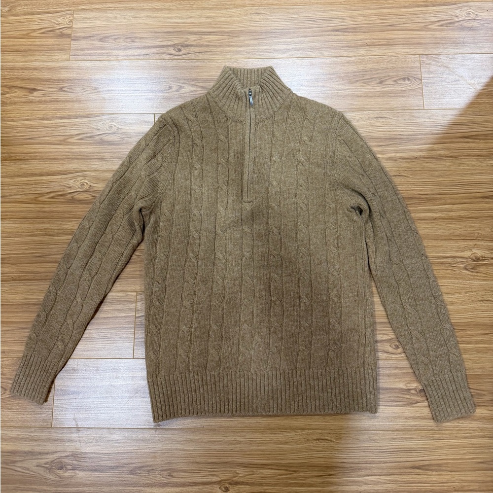 NWT Brooks Brothers 100% Wool Beige Quarter Zip Size XS